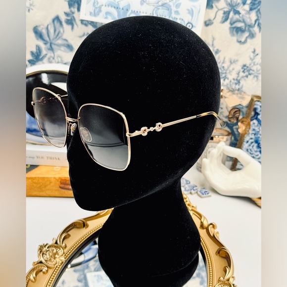 🆕 GUCCI 🧿 NWOT GG0879S 002 Gold Horsebit Sunglasses with Brown Gradient Lens - Picture 12 of 16